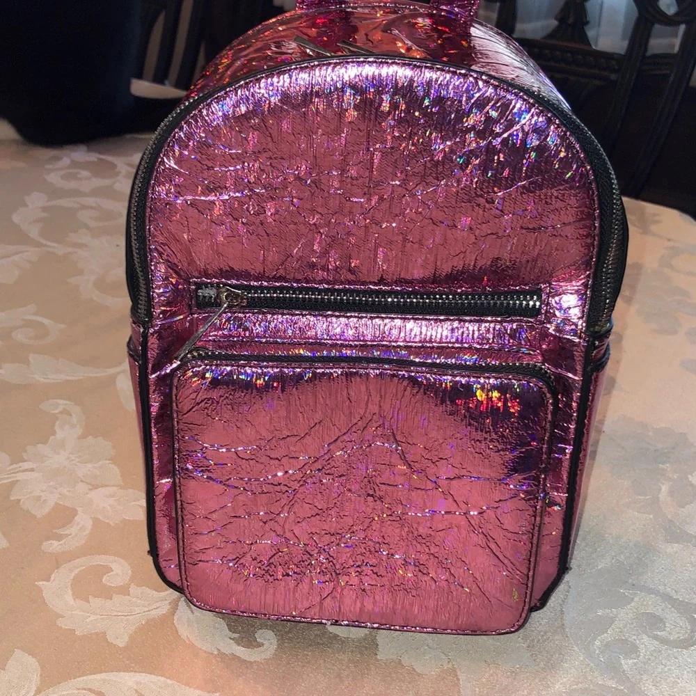 CURRENT MOOD Dolls Kill Partygirl pink holographic mini backpack - Picture 2 of 9